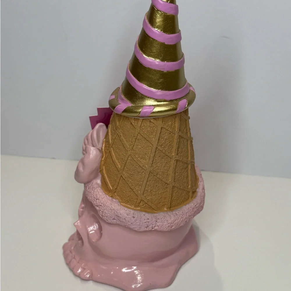 HERE LIES SUMMER Pink Skull & Bow Ice Cream Cone Halloween Summerween Decor NWT - Picture 4 of 15